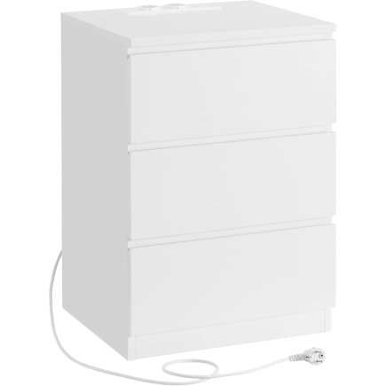 VASAGLE Κομοδίνο 40x35x59cm με Πρίζα και USB Θύρες σε Λευκό Χρώμα LET631W14V1