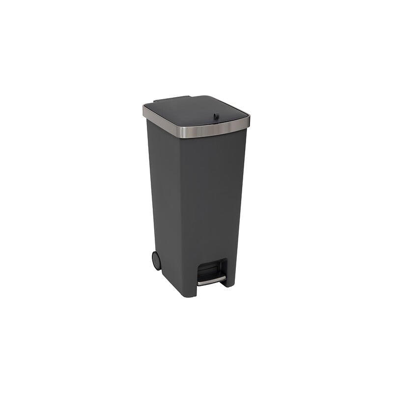 5Five Simply Smart Κάδος Απορριμμάτων με Πεντάλ και Ρόδες 45L – Γκρι με INOX Καπάκι 206764