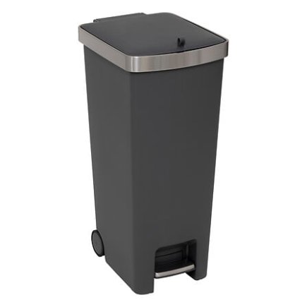 5Five Simply Smart Κάδος Απορριμμάτων με Πεντάλ και Ρόδες 45L – Γκρι με INOX Καπάκι 206764