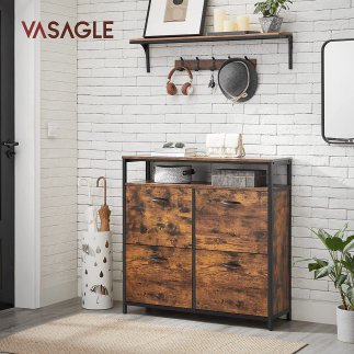 VASAGLE Ντουλάπι Παπουτσιών σε Vintage Καφέ/Μαύρο, 98.3 x 30 x 95 εκ. LBS803B01