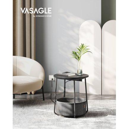 Τραπέζι VASAGLE με Φόρτιση, Μαύρο-Γκρι LET228B02