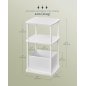 SONGMICS Λευκό Μοντέρνο Κομοδίνο 34x30x58cm με 3 Ράφια και Υφασμάτινο Καλάθι LET286W01