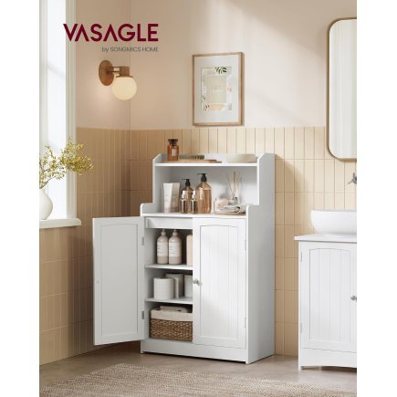 VASAGLE Ντουλάπι Μπάνιου 60x30x110cm με Ρυθμιζόμενα Ράφια και Ασφαλή Στήριξη BBC770W01