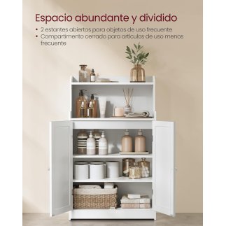 VASAGLE Ντουλάπι Μπάνιου 60x30x110cm με Ρυθμιζόμενα Ράφια και Ασφαλή Στήριξη BBC770W01