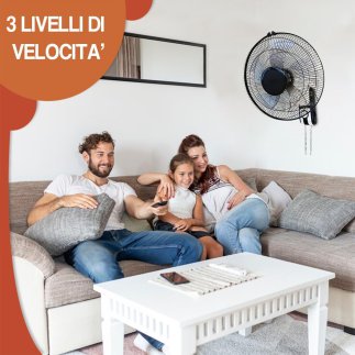 BAKAJI Ανεμιστήρας Τοίχου 43 εκ. με 3 Επίπεδα Ταχύτητας Πτερύγια από Πολυπροπυλένιο 02842358