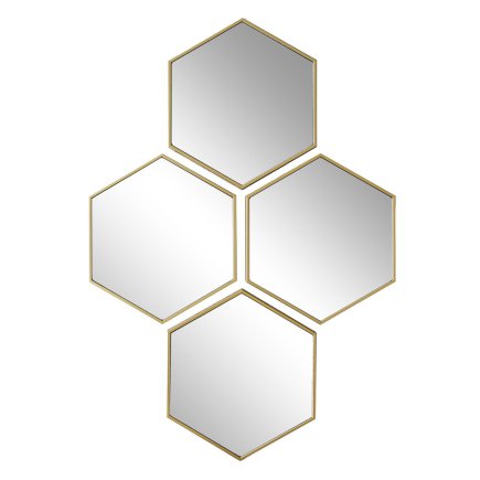 Διακοσμητικοί Καθρέφτες Σετ 4 Τεμαχίων 23 x 20 x 1,1 cm – Diamond Gold HD0459 Home Deco Factory