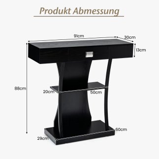 Costway Πολυλειτουργικό Τραπέζι Κονσόλας με Αποθηκευτικό Χώρο 91 x 30 x 88cm JV10598BK