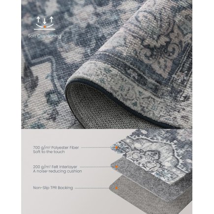 SONGMICS HOME Χαλί 60x90 εκ., Αντιολισθητικό, Πλενόμενο, Παραδοσιακό Vintage Στυλ&nbsp
