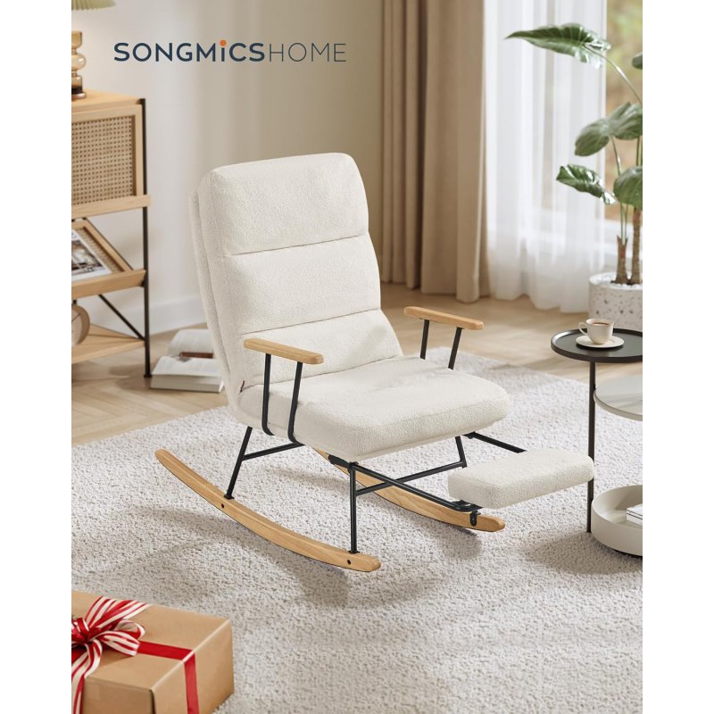 SONGMICS Λευκή Πολυθρόνα Κουνιστή με Ρυθμιζόμενη Πλάτη και Επεκτάσιμο Υποπόδιο - Ιδανική για Χαλάρωση και Άνεση LYY016W01 SONGMICS Λευκή Πολυθρόνα Κουνιστή με Ρυθμιζόμενη Πλάτη και Επεκτάσιμο Υποπόδιο - Ιδανική για Χαλάρωση και Άνεση LYY016W01