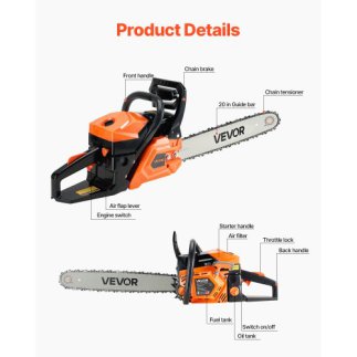 VEVOR Αλυσοπρίονο Βενζίνης 58cc 2.7 HP 20 ιντσών για Κοπή Ξύλων RQLJ20INCHECJ8F83001V0
