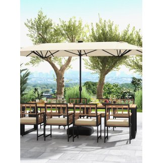Costway Ομπρέλα Κήπου Μπεζ-Καφέ 400 x 240 εκ. NP12264BE