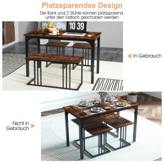 Costway Σετ Τραπεζαρίας 4 Τεμαχίων με Βιομηχανικό Στυλ και Μοντέρνο Σχεδιασμό KC57304CF