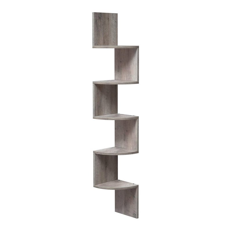 Γωνιακή Ξύλινη Ραφιέρα με 5 Ράφια 20 x 20 x 127.5 cm Χρώματος Γκρι VASAGLE LBC020M01
