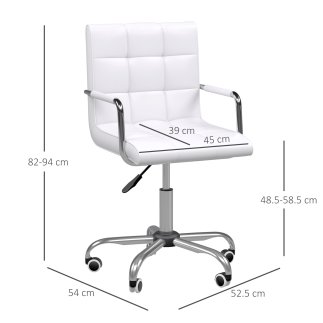 Καρέκλα Γραφείου 52.5 x 54 x 84-99 cm Χρώματος Λευκό HOMCOM 02-0701