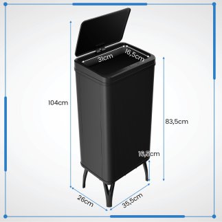 Costway  Ανοξείδωτος Κάδος Απορριμμάτων 50L με Αυτόματο Αισθητήρα Κίνησης Μαύρος 35 x 25 x 65 εκ. GY10017DK