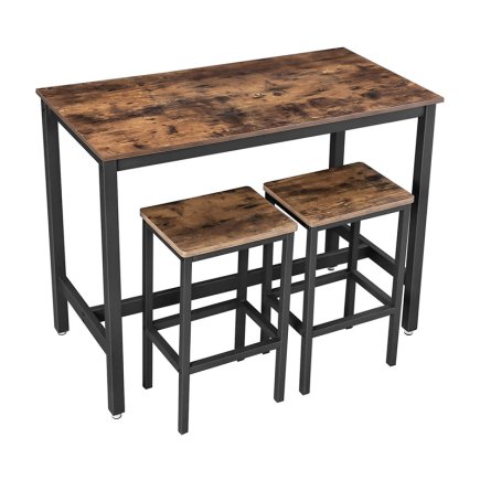 Σετ Μεταλλικό Ορθογώνιο Τραπέζι - Bar 120 x 60 x 90 cm με 2 Σκαμπό VASAGLE LBT15X