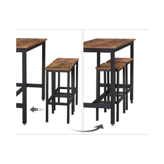 Σετ Μεταλλικό Ορθογώνιο Τραπέζι - Bar 120 x 60 x 90 cm με 2 Σκαμπό VASAGLE LBT15X