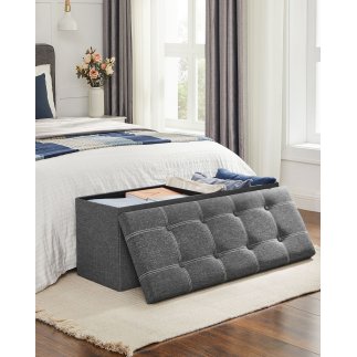 SONGMICS Πολυλειτουργικό Αποθηκευτικό Πουφ 110x38x38 εκ, Ανοιχτό Γκρι LSF077G04