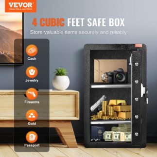 VEVOR Χρηματοκιβώτιο 3.5 cu.ft με Κλειδαριά, Κωδικό & Δακτυλικό Αποτύπωμα Μαύρο DMBXXLS3139C2FQ89V9