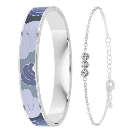 So Charm Σετ 2 Βραχιόλια διακοσμημένο με Κρύσταλλα Swarovski και ρητίνης με εφέ Σμάλτο, Ασημί B4344A+BS4274A