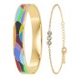 So Charm Σετ 2 Βραχιόλια διακοσμημένο με Κρύσταλλα Swarovski και ρητίνης με εφέ Σμάλτο, Χρυσό B4363D+BS4274D