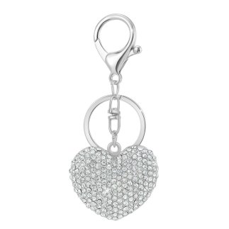 So Charm Μπρελόκ Καρδιά Bijou de Sac με Λαμπερούς Κρυστάλλους Swarovski, Ασημί B4366-ARGENT