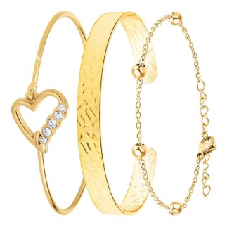 So Charm Σετ 3 Βραχιόλια διακοσμημένα με Κρύσταλλα Swarovski, Χρυσό BS040D+B2500D+B2371D
