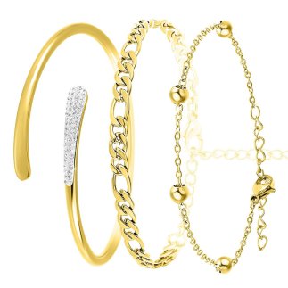 So Charm Σετ 3 Βραχιόλια διακοσμημένα με Κρύσταλλα Swarovski, Χρυσό BS1927+B2384+B2371-D
