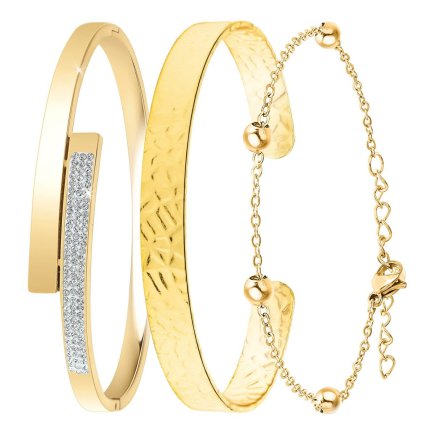So Charm Σετ 3 Βραχιόλια διακοσμημένα με Κρύσταλλα Swarovski, Χρυσό BS2532+B2500+B2371-D