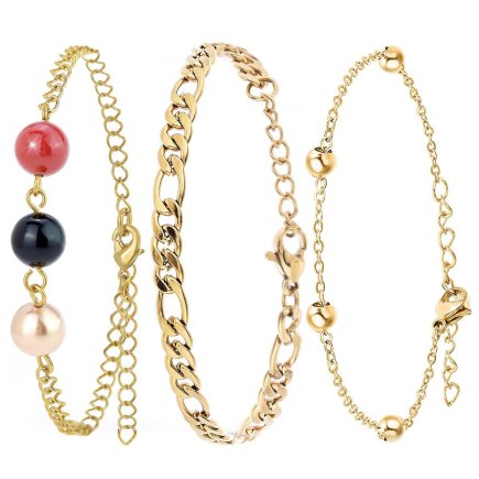 So Charm Σετ 3 Βραχιόλια διακοσμημένα με Κρύσταλλα Swarovski, Χρυσό BS2945+B2371D+B2384D