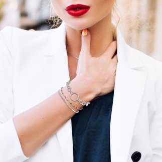 So Charm Σετ 3 Βραχιόλια διακοσμημένα με Κρύσταλλα Swarovski, Ασημί BS2964+B2381N+B2397A