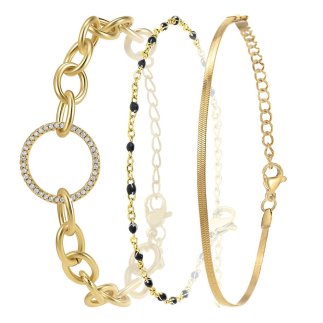 So Charm Σετ 3 Βραχιόλια διακοσμημένα με Κρύσταλλα Swarovski, Χρυσό BS2964+B2395N+B2397D
