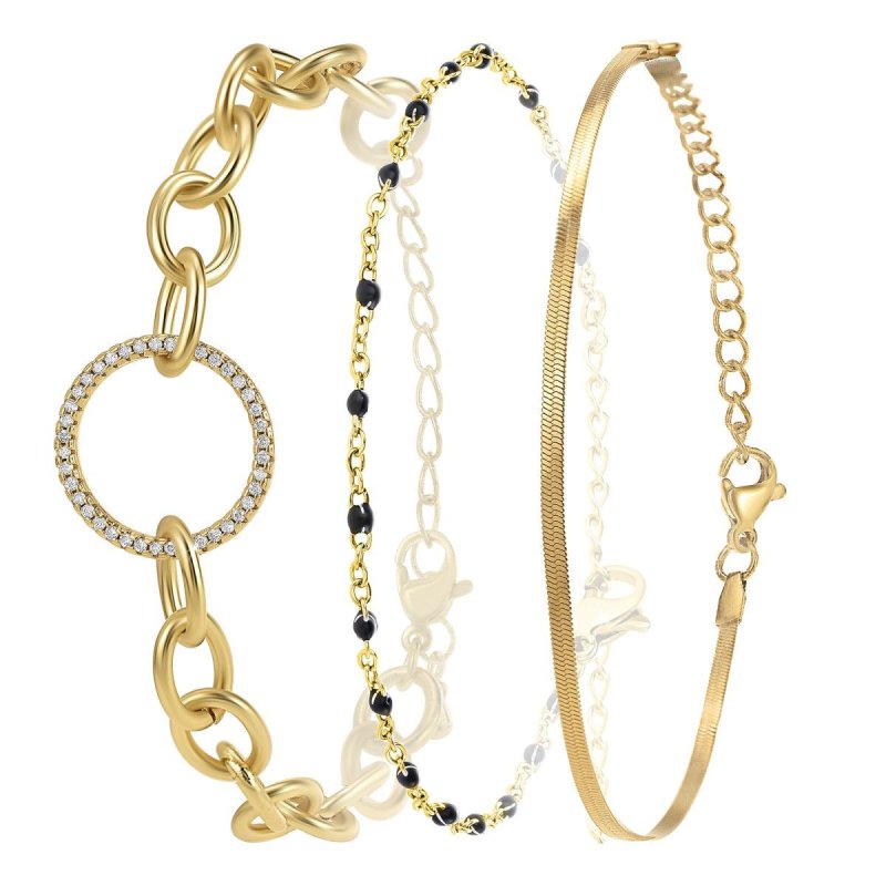 So Charm Σετ 3 Βραχιόλια διακοσμημένα με Κρύσταλλα Swarovski, Χρυσό BS2964+B2395N+B2397D
