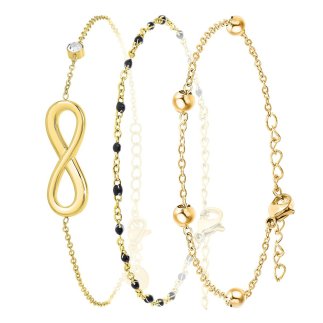 So Charm Σετ 3 Βραχιόλια Infinity διακοσμημένα με Κρύσταλλα Swarovski, Χρυσό BS3023+B2395N+B2371D