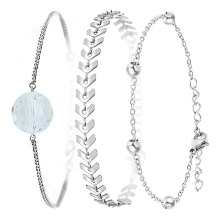 So Charm Σετ 3 Βραχιόλια διακοσμημένα με Κρύσταλλα Swarovski, Ασημί BS4390+B2882+B2371-A