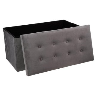 Atmosphera Γκρι Βελούδινο Παγκάκι 76x38x38 εκ με Αποθηκευτικό Χώρο και Μοντέρνο Σχεδιασμό 140091E