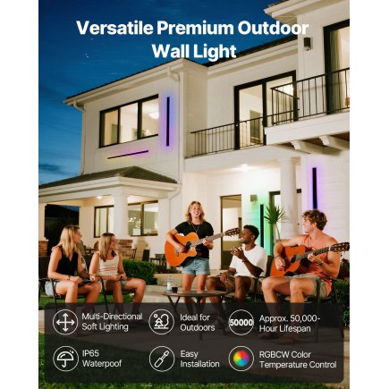 VEVOR Εξωτερικό Απλίκα Τοίχου RGB LED 1000mm με Ρυθμιζόμενο Χρώμα και Λαμπρότητα HWBDDRGBDDKDX2JGW001V7