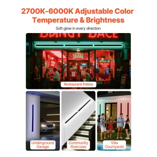 VEVOR Εξωτερικό Απλίκα Τοίχου RGB LED 1000mm με Ρυθμιζόμενο Χρώμα και Λαμπρότητα HWBDDRGBDDKDX2JGW001V7