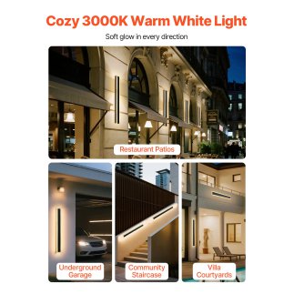 VEVOR Εξωτερικό Φωτιστικό Τοίχου LED 800mm, Ζεστό Λευκό 3000K, Αδιάβροχο IP65 HWBDBDRGBDDFIBKJ0001V7
