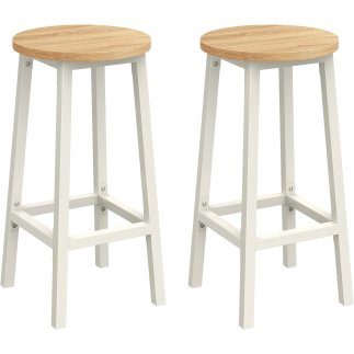 VASAGLE Σετ 2 τμχ Μεταλλικά Σκαμπό 32x32x64cm με Υποπόδιο LBC032W09V1