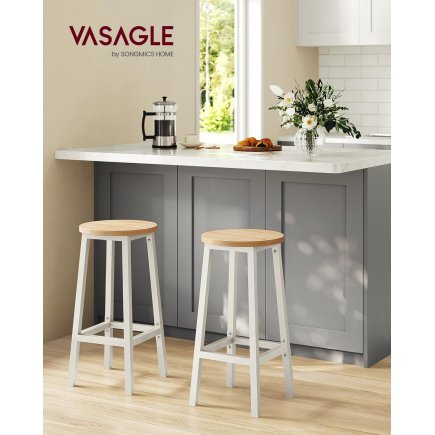 VASAGLE Σετ 2 τμχ Μεταλλικά Σκαμπό 32x32x64cm με Υποπόδιο LBC032W09V1