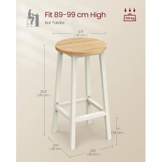 VASAGLE Σετ 2 τμχ Μεταλλικά Σκαμπό 32x32x64cm με Υποπόδιο LBC032W09V1