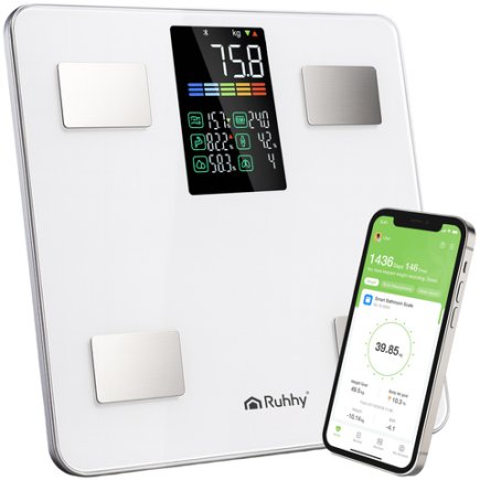Ruhhy Ζυγαριά Μπάνιου BMI με Ανάλυση Σώματος, Έως 226kg, Συνδεσιμότητα με Εφαρμογή Smartphone 20676