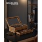 SONGMICS Ξύλινη Θήκη Ρολογιών 12 Θέσεων 34x19x12.5cm με Γυάλινο Καπάκι και Κοσμηματοθήκη JOW012K01