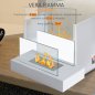 Επιδαπέδιο τζάκι βιοαιθανόλης με ισχύ 2000W , Λευκό, 35x18x21cm Homcom 820-020WT