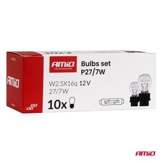 AMIO Σετ 10 τμχ Λαμπτήρας Αλογόνου P27/7W 12V 27/7W W2.5X16q 04513