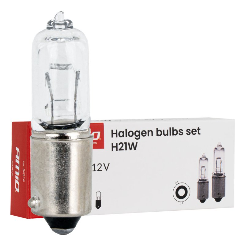 AMIO Σετ 10 τμχ Λαμπτήρων Αλογόνου H21W 12V 21W BAY9s 04514 AMIO Σετ 10 τμχ Λαμπτήρων Αλογόνου H21W 12V 21W BAY9s 04514