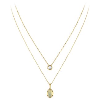 So Charm Σετ 2 Κολιέ διακοσμημένο με Κρύσταλλα Swarovski και μεΛευκό Όνυχα, Χρυσό B2458W+BS3086D
