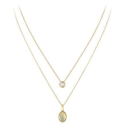 So Charm Σετ 2 Κολιέ διακοσμημένο με Κρύσταλλα Swarovski και μεΛευκό Όνυχα, Χρυσό B2458W+BS3086D
