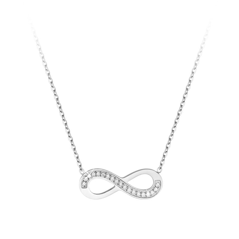 So Charm Κολιέ Infinity Διακοσμημένο με Κρύσταλλα Swarovski, Ασημί BS1238-ARGENT